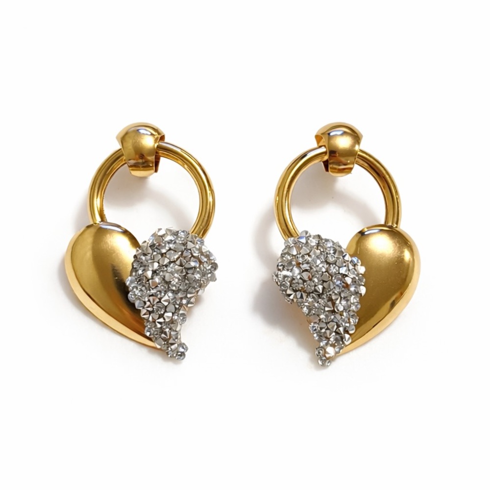 ⚜️ Elegant Gold and Silver Heart Earrings